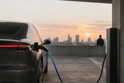 An electric car charging