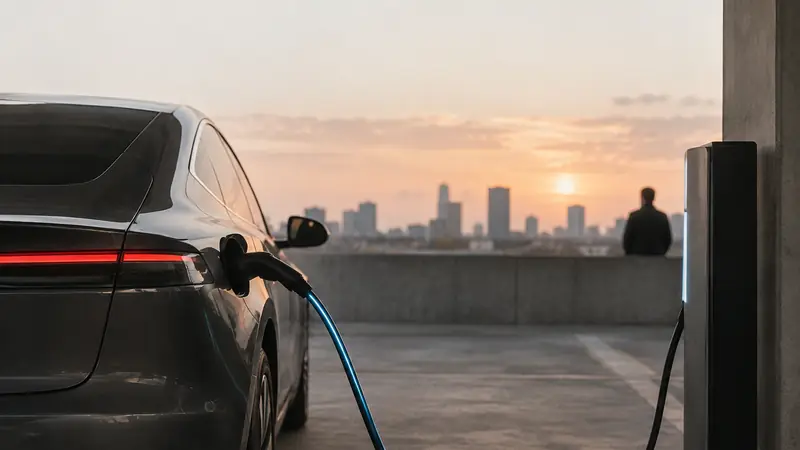 An electric car charging