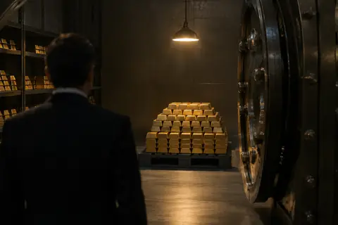 Gold bars in a vault