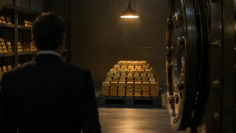 Gold bars in a vault