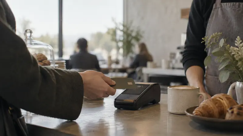 Paying by card at a cafe