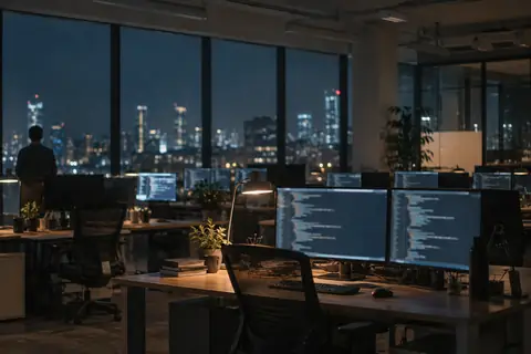 A software office at night
