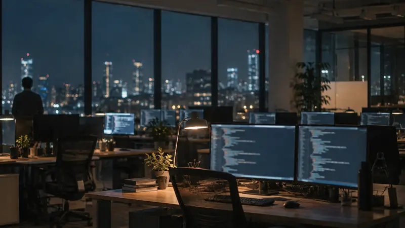 A software office at night
